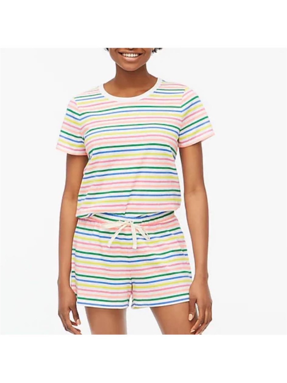 J. Crew Pastel Rainbow Striped Short Pajama Set